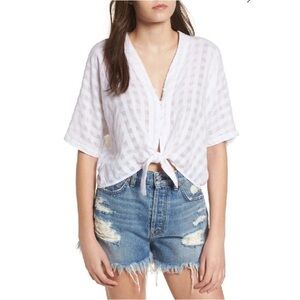 Rails Thea Tie Waist White Tonal Powder Check
Pattern Short Sleeve Button Small